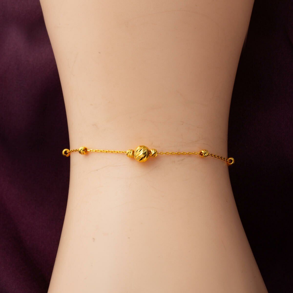 22K Yellow Gold Gold Bead Anklet