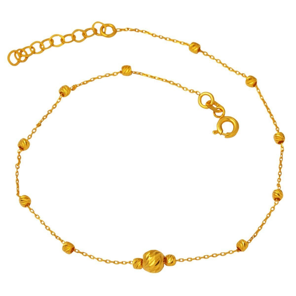 22K Yellow Gold Gold Bead Anklet