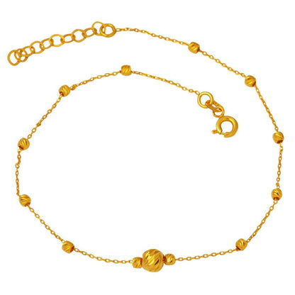 22K Yellow Gold Gold Bead Anklet