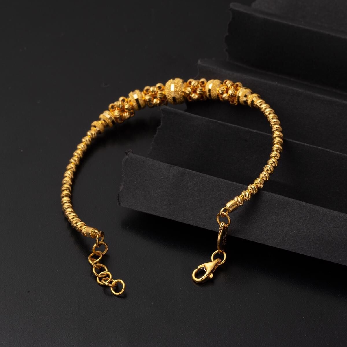 22K Yellow Gold Bead Hinged Cuff Bangle (12.83 g)