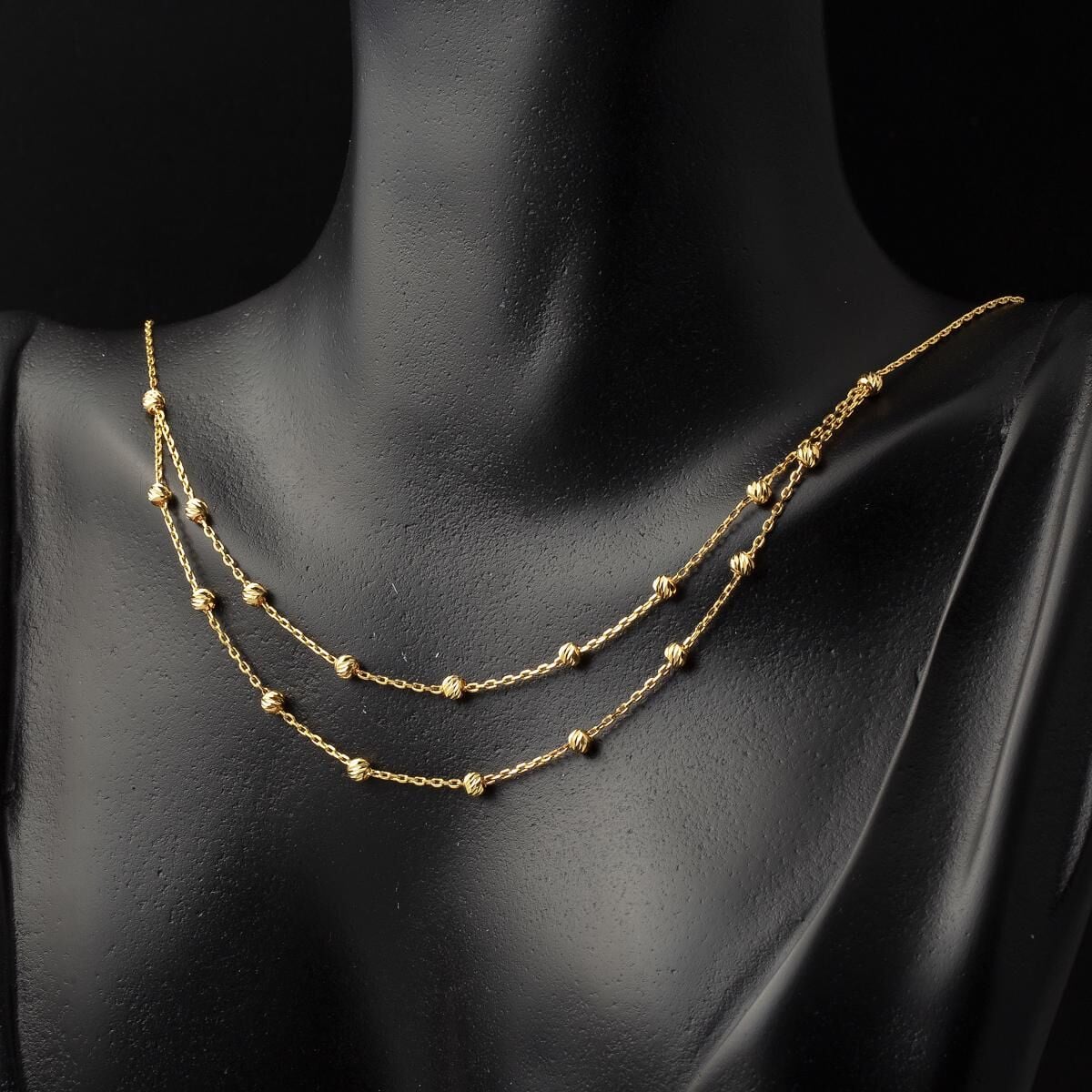 22K Yellow Gold Gold Bead Bead Necklace