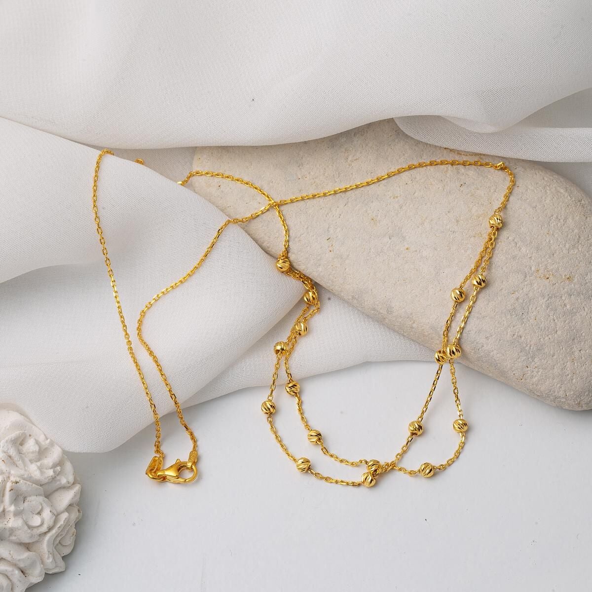 22K Yellow Gold Gold Bead Bead Necklace