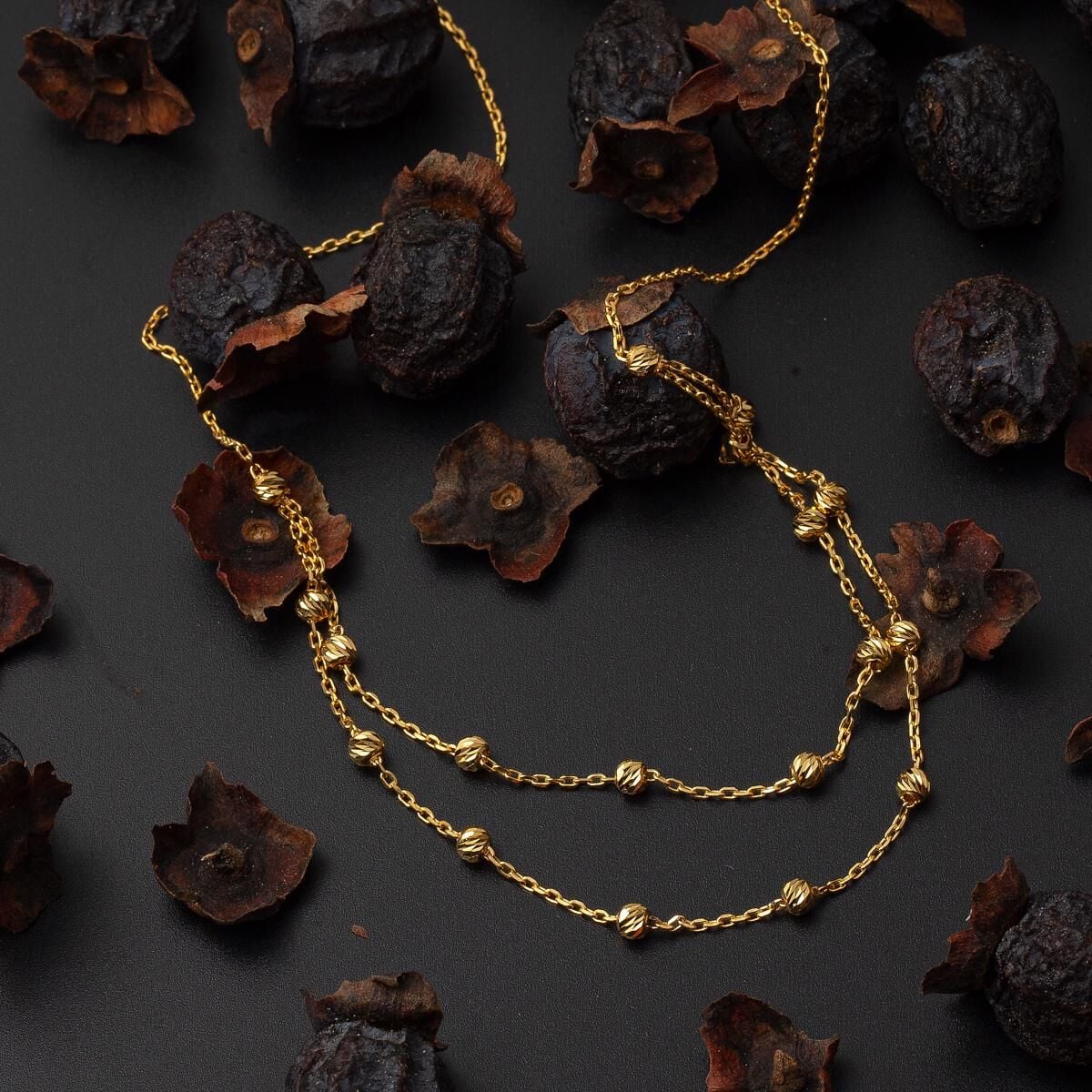22K Yellow Gold Gold Bead Bead Necklace