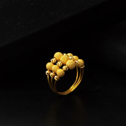 22K Yellow Gold Gold Bead Bead Ribbed Ring