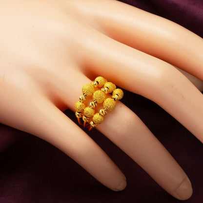 22K Yellow Gold Gold Bead Bead Ribbed Ring