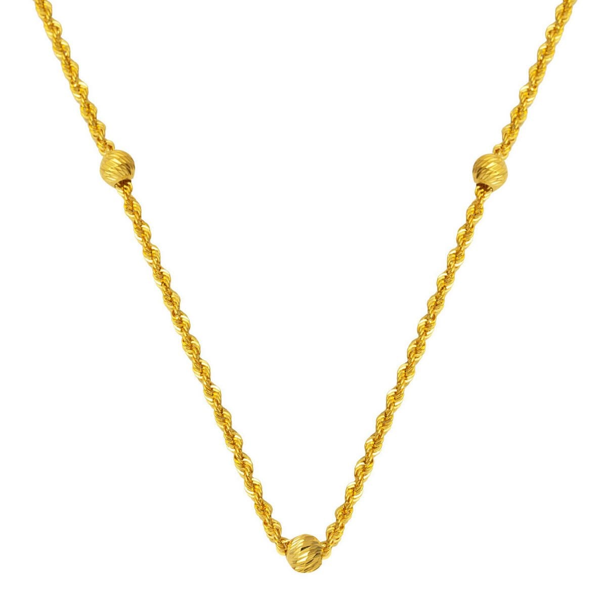 14K Yellow Gold Bead Twisted Chain 45cm