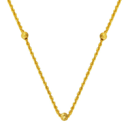 14K Yellow Gold Bead Twisted Chain 45cm