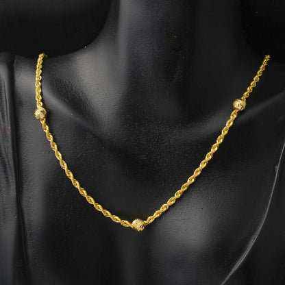 14K Yellow Gold Gold Bead Twisted Chain 50 cm
