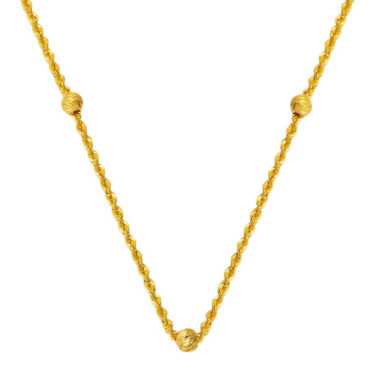 14K Yellow Gold Gold Bead Twisted Chain 50 cm