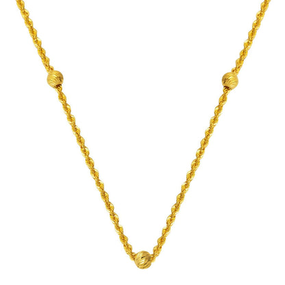 14K Yellow Gold Gold Bead Twisted Chain 50 cm