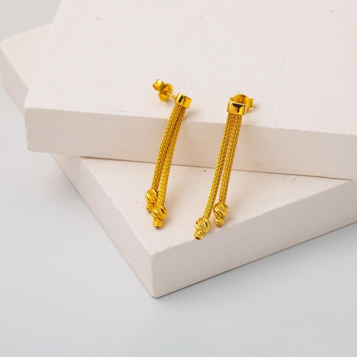 14K Yellow Gold Bead Wedding Set