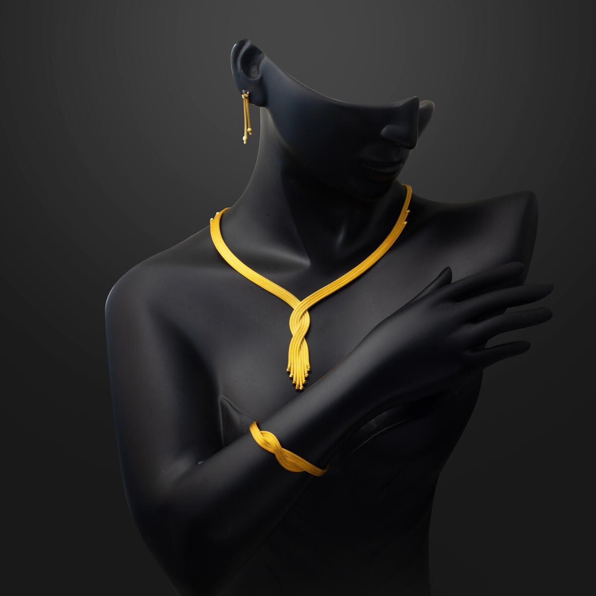 14K Yellow Gold Bead Wedding Set