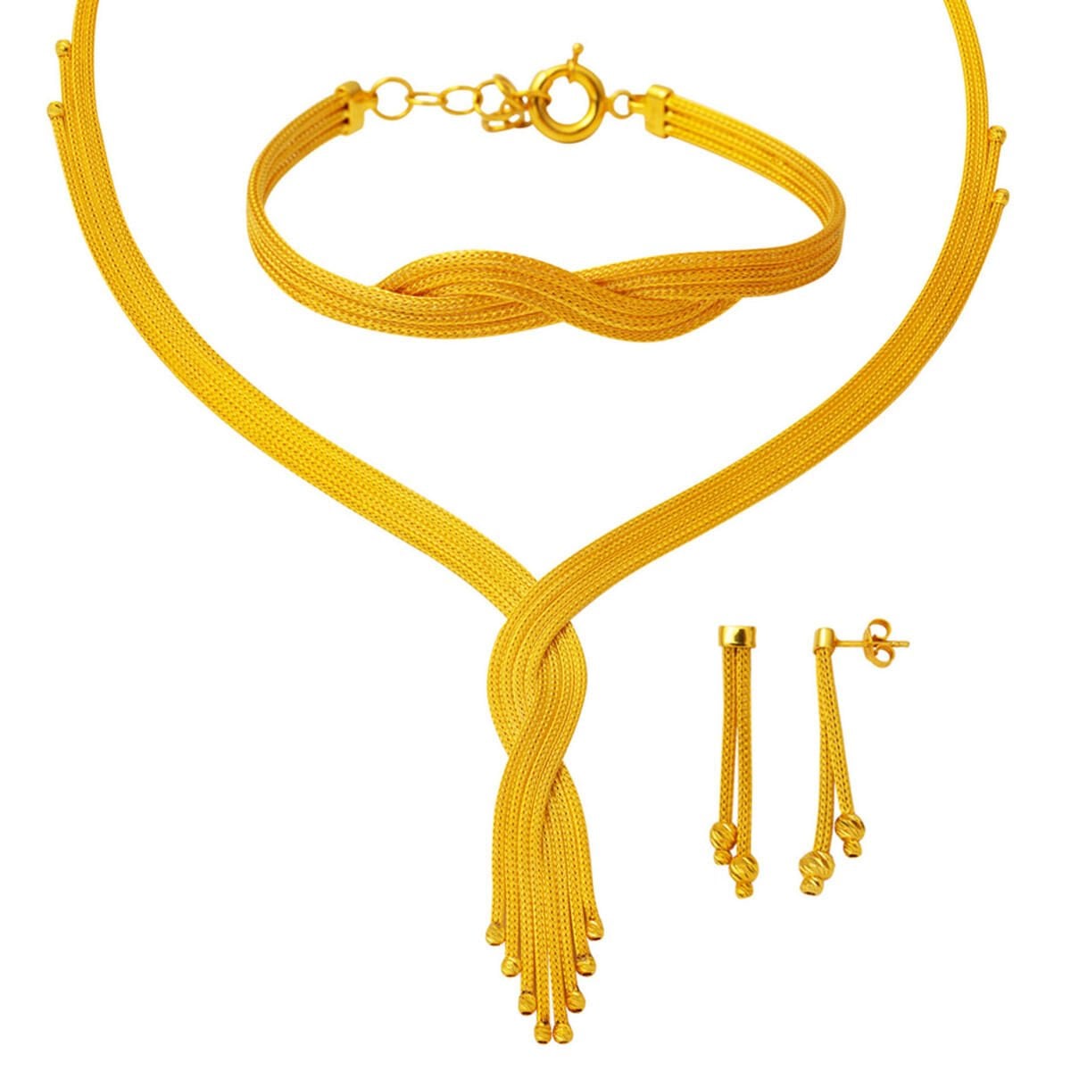 14K Yellow Gold Bead Wedding Set