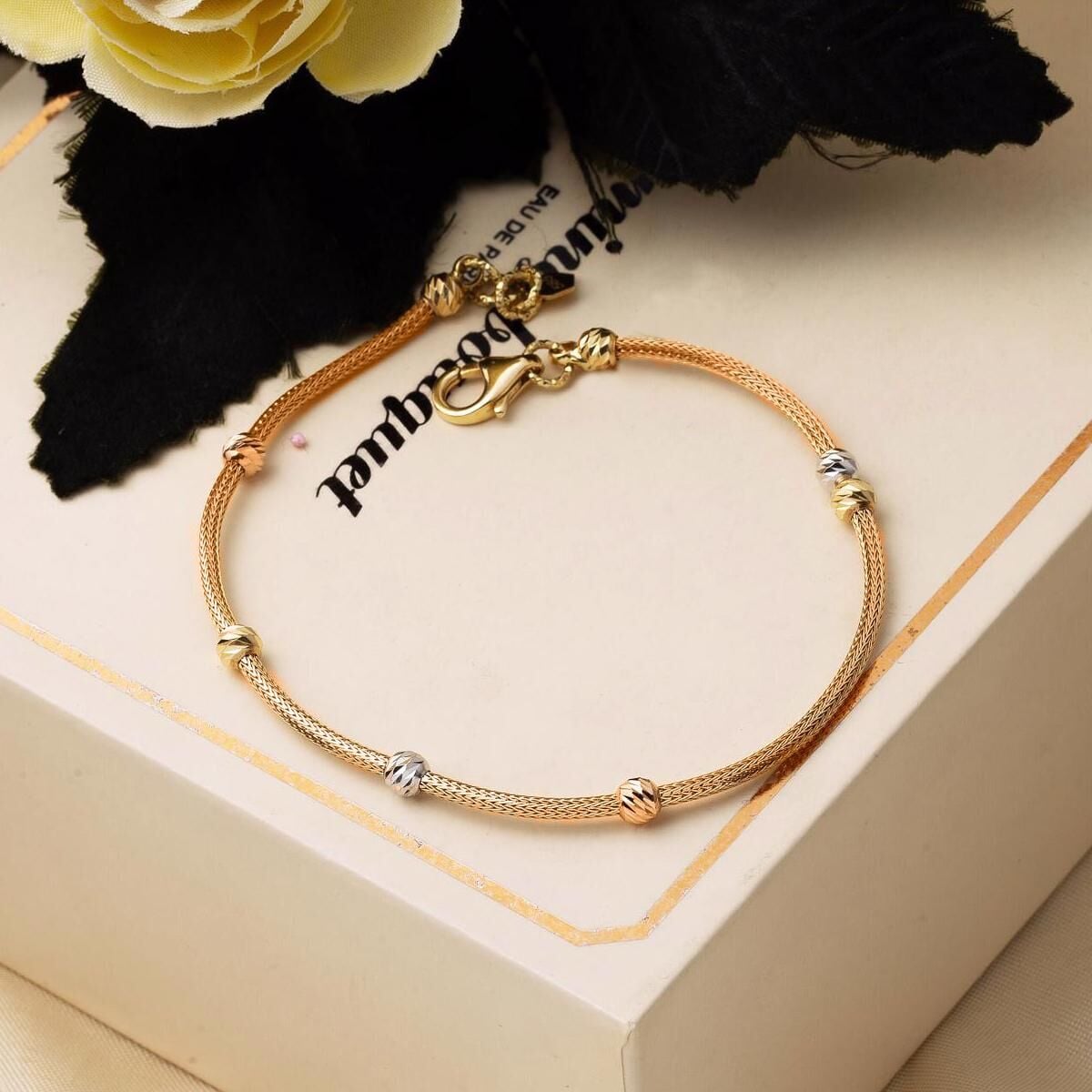 14K Rose Gold Bead Bracelet