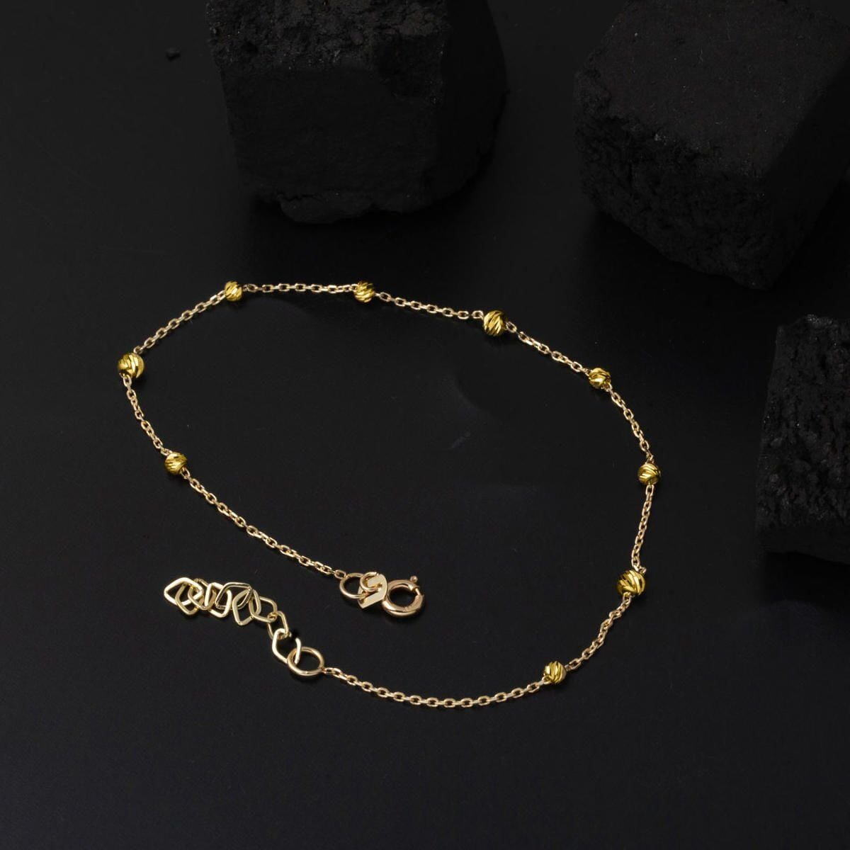 14K Yellow Gold Bead Minimalist Anklet (1.3 g)