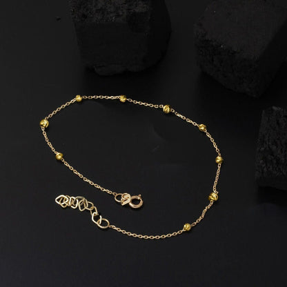 14K Yellow Gold Bead Minimalist Anklet (1.3 g)