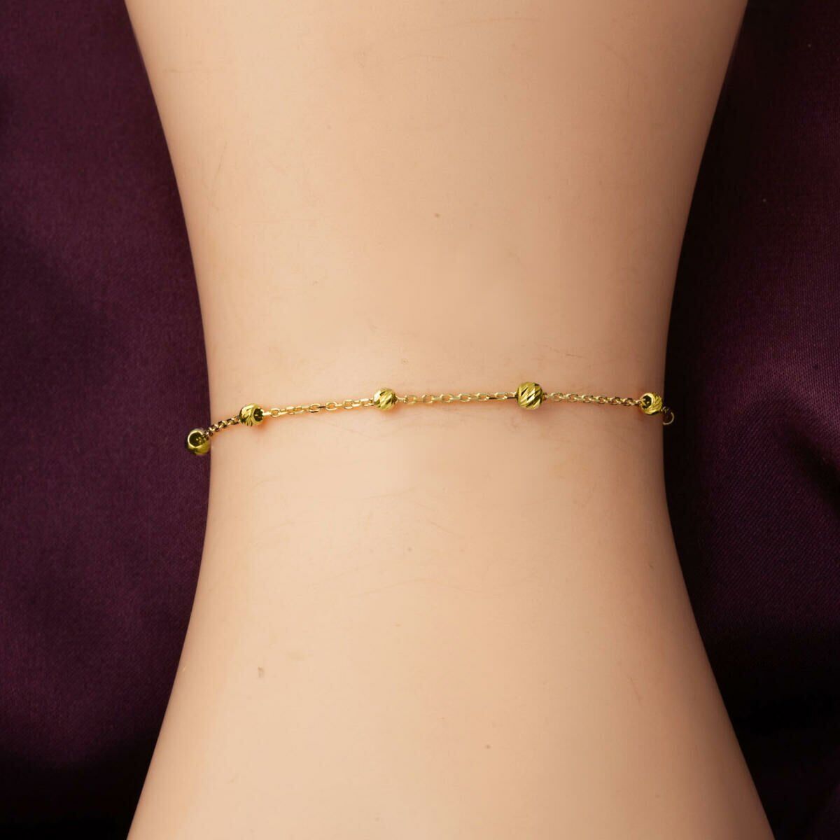14K Yellow Gold Bead Minimalist Anklet (1.3 g)