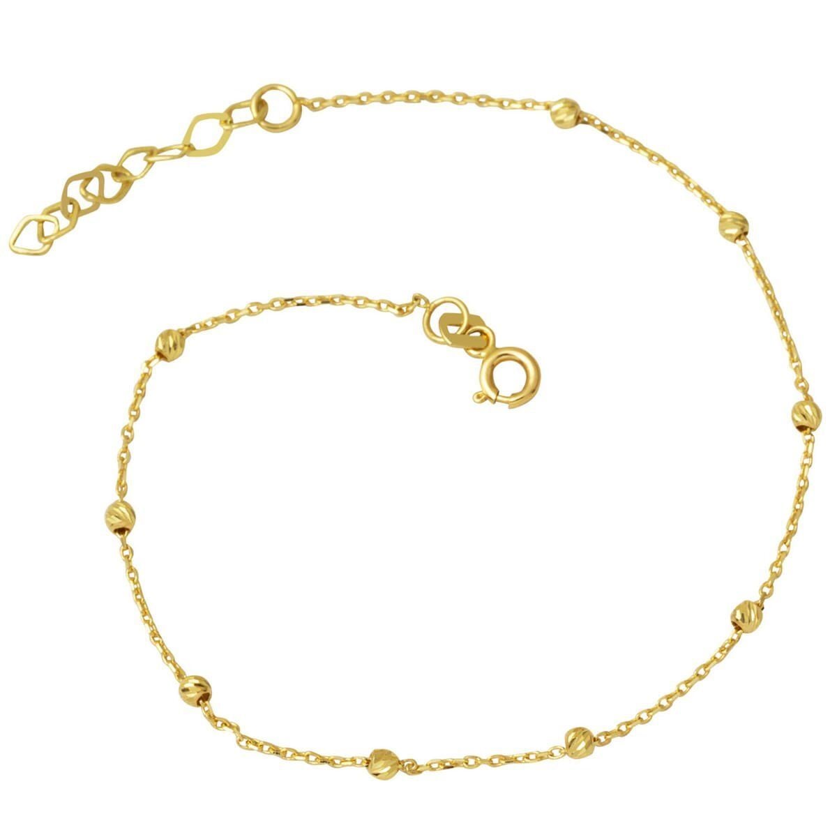 14K Yellow Gold Bead Minimalist Anklet (1.3 g)