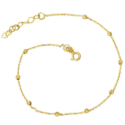 14K Yellow Gold Bead Minimalist Anklet (1.3 g)