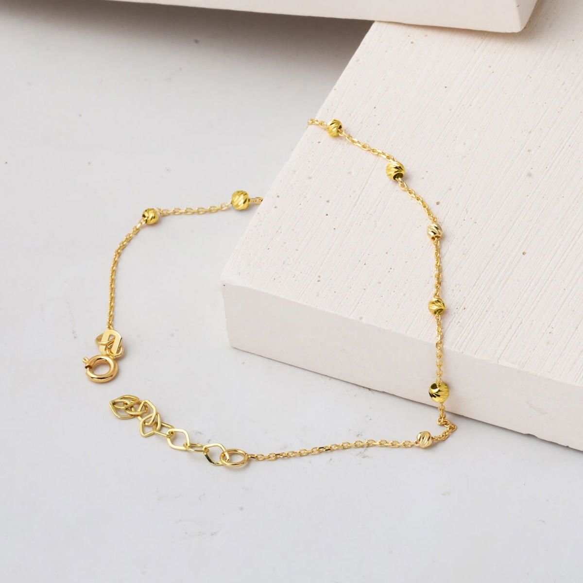 14K Yellow Gold Bead Minimalist Anklet (1.3 g)
