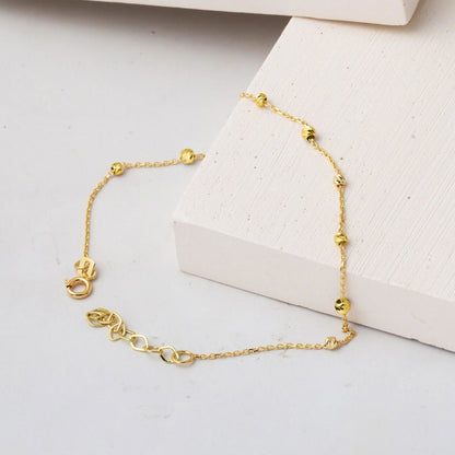 14K Yellow Gold Bead Minimalist Anklet (1.3 g)