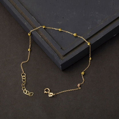 14K Yellow Gold Bead Minimalist Anklet (1.3 g)