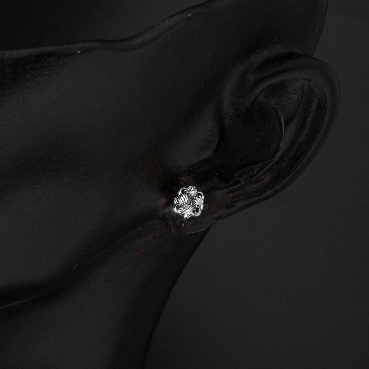 14K White Gold Bead Cluster Earrings