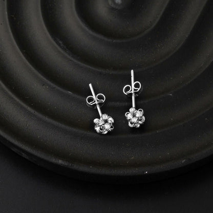 14K White Gold Bead Cluster Earrings