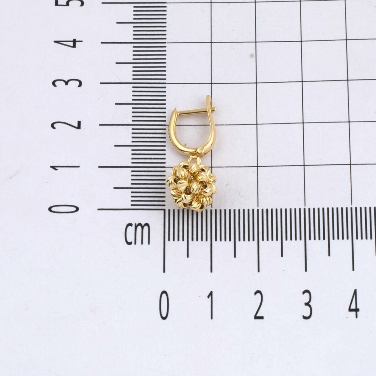 14K Yellow Gold Gold Bead Cluster Dangle Earrings