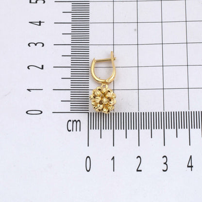 14K Yellow Gold Gold Bead Cluster Dangle Earrings