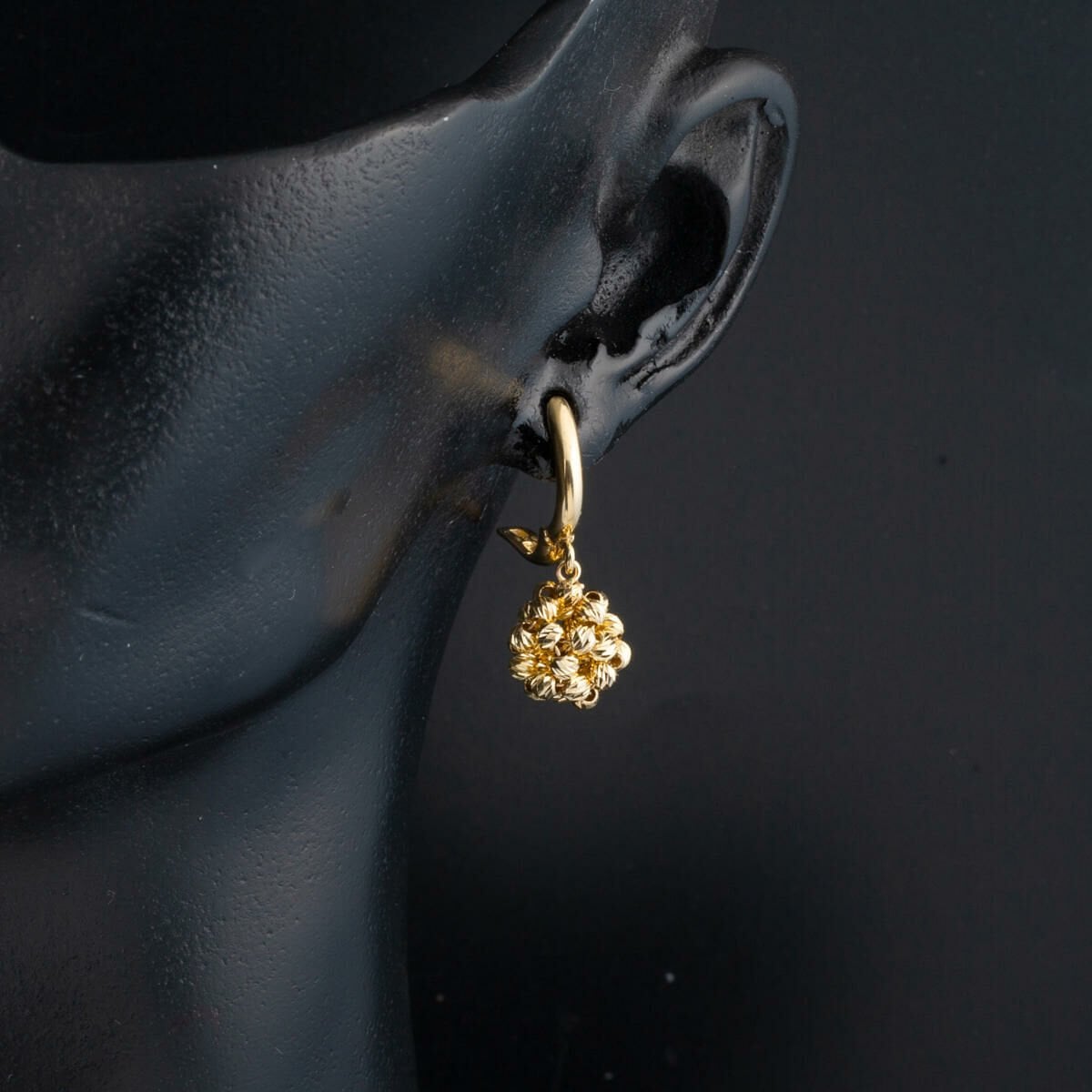14K Yellow Gold Gold Bead Cluster Dangle Earrings