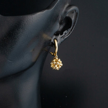14K Yellow Gold Gold Bead Cluster Dangle Earrings