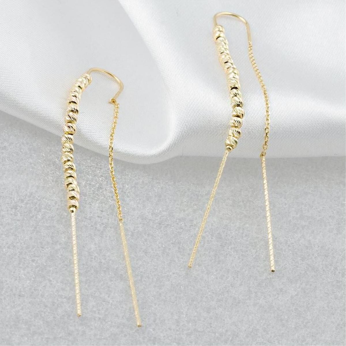 14K Yellow Gold Dorissa Bead Chain Earrings