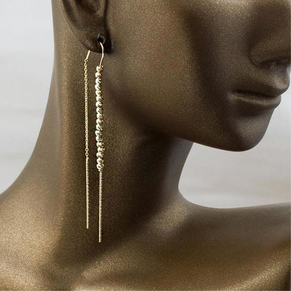 14K Yellow Gold Dorissa Bead Chain Earrings