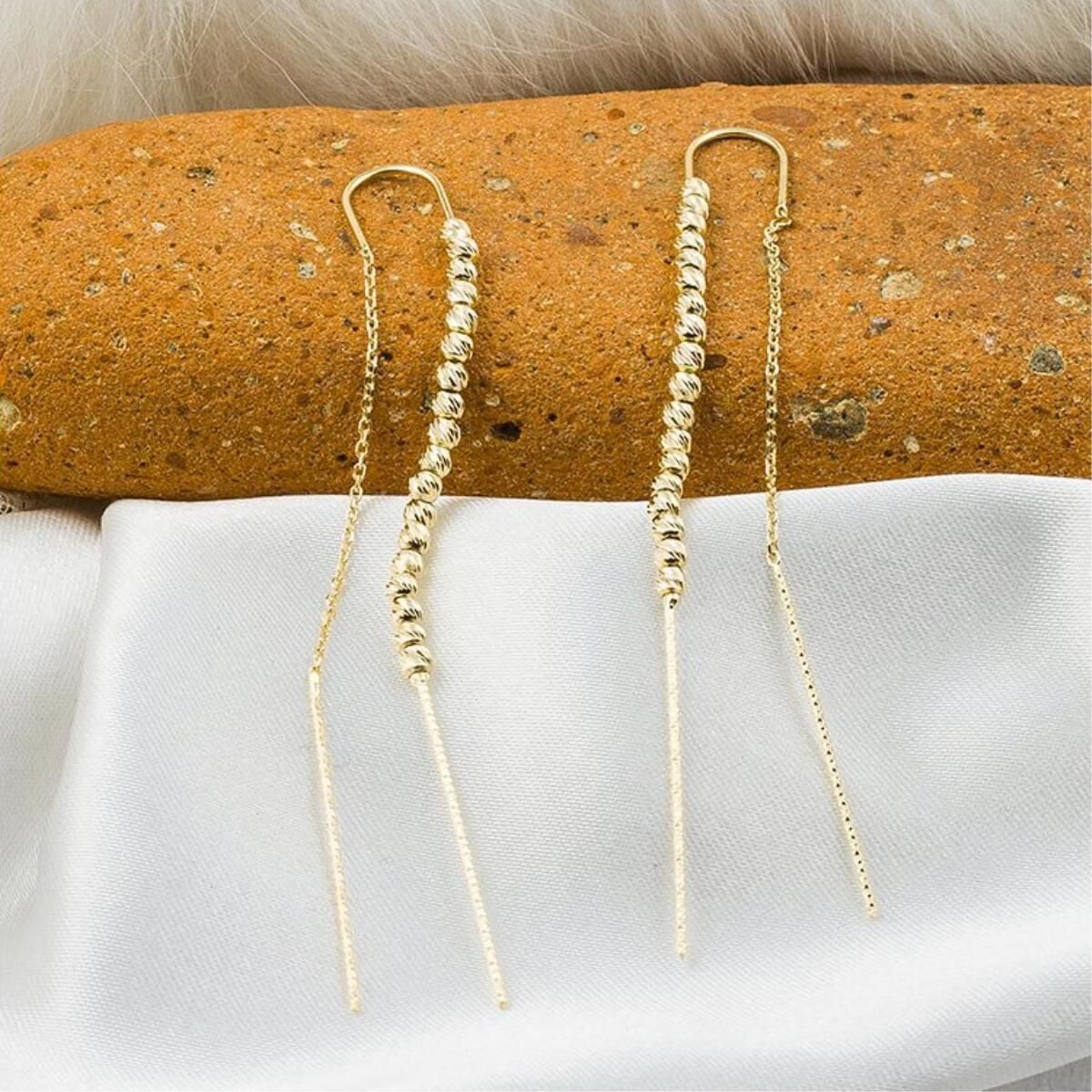 14K Yellow Gold Dorissa Bead Chain Earrings