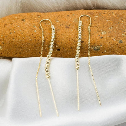 14K Yellow Gold Dorissa Bead Chain Earrings