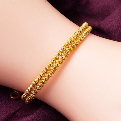 22K Yellow Gold Dorissa Bead Hinged Cuff Bangle