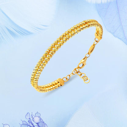 22K Yellow Gold Dorissa Bead Hinged Cuff Bangle