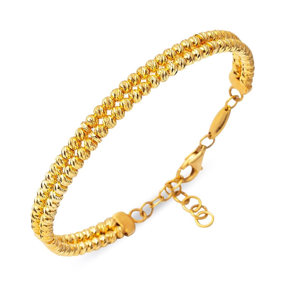 22K Yellow Gold Dorissa Bead Hinged Cuff Bangle