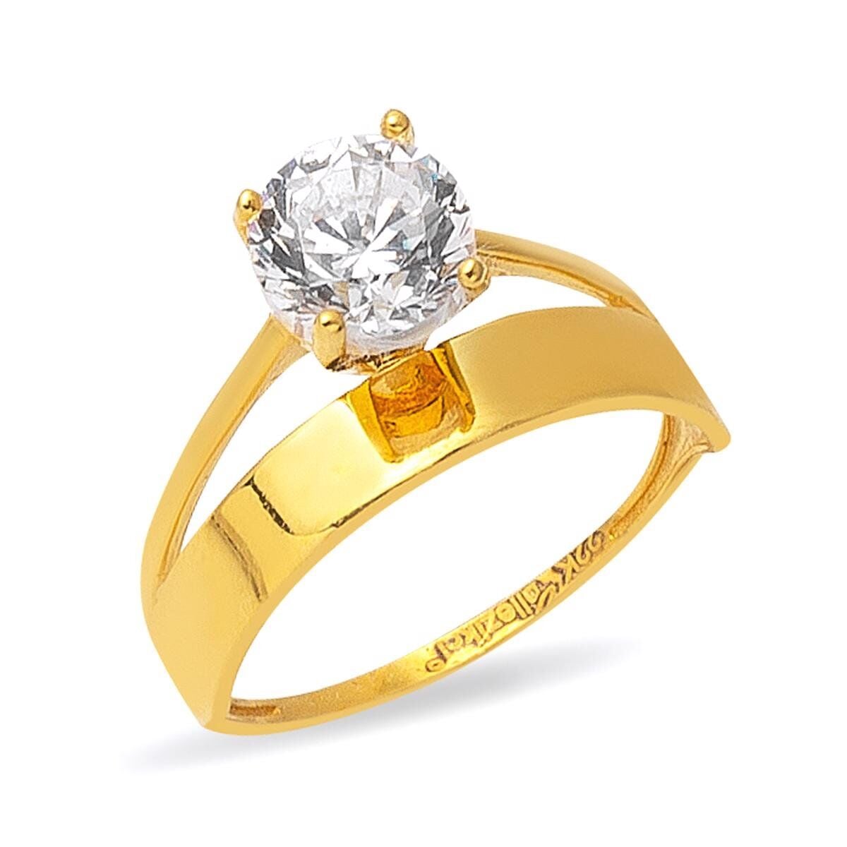 22K Yellow Gold Duru Solitaire Cubic Zirconia Ring