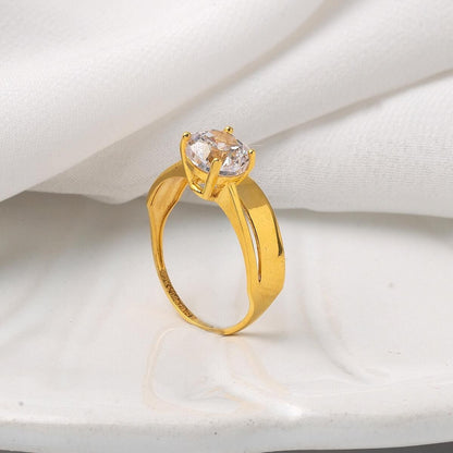 22K Yellow Gold Duru Solitaire Cubic Zirconia Ring