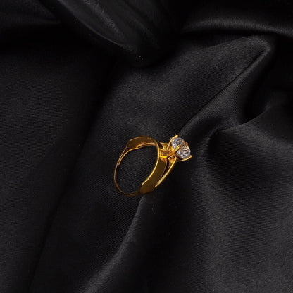 22K Yellow Gold Duru Solitaire Cubic Zirconia Ring