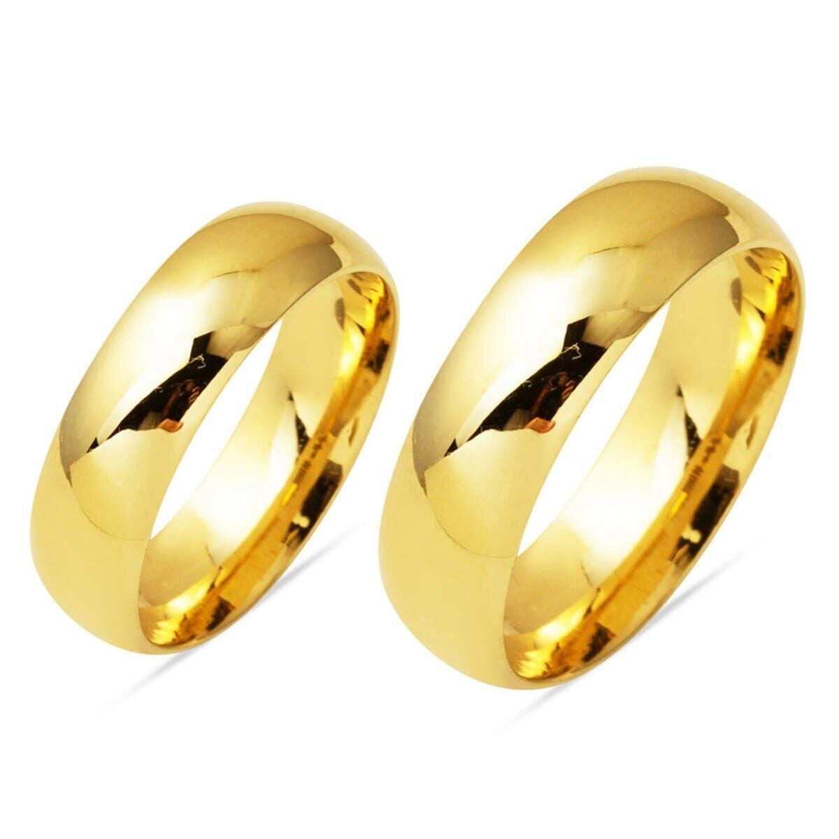 14K Yellow Gold 7mm Puffed Wedding Ring Set