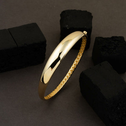 14K Gold Egg Shape Hinged Cuff Bracelet