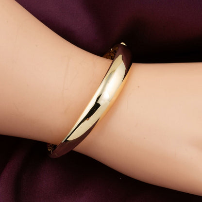 14K Gold Egg Shape Hinged Cuff Bracelet