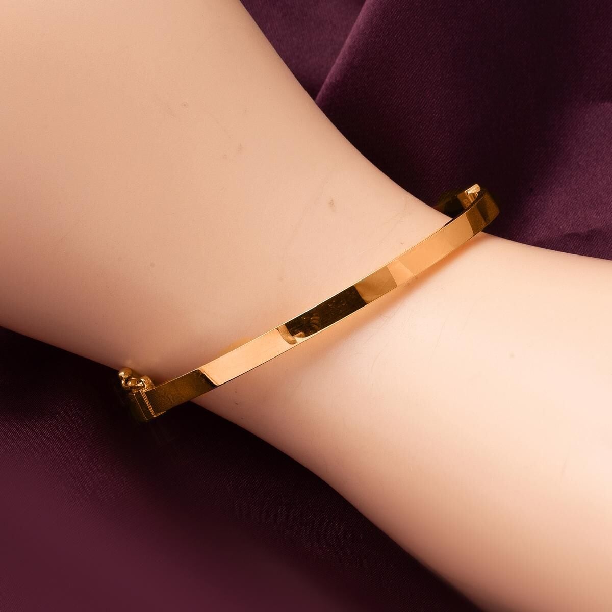 14K Rose Gold Egg Shape Cuff Bangle