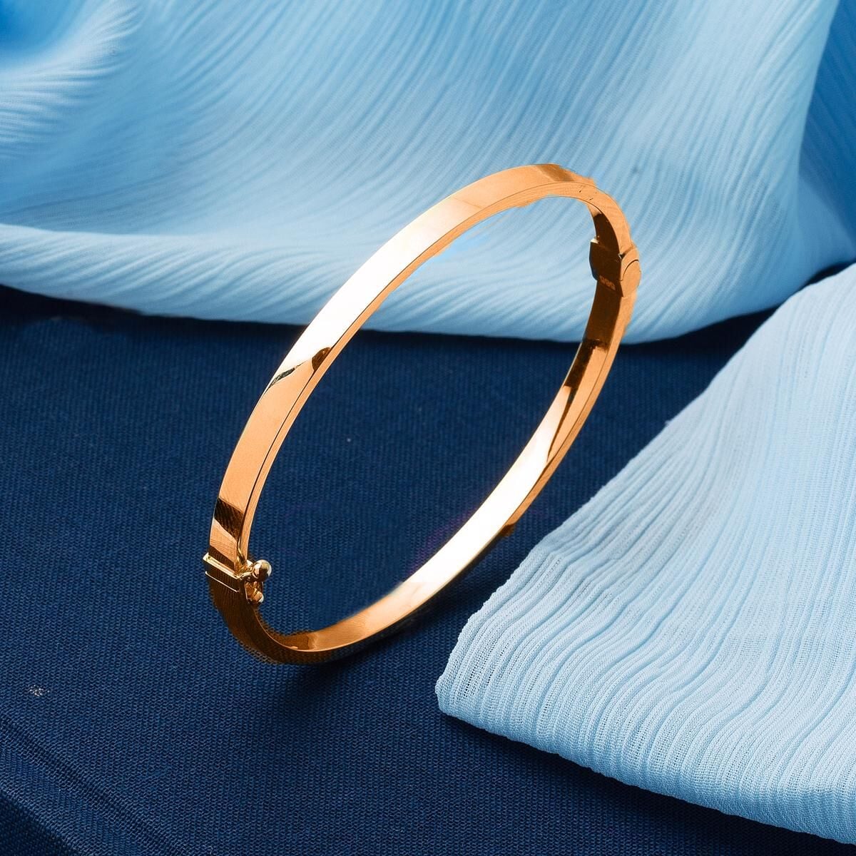 14K Rose Gold Egg Shape Cuff Bangle