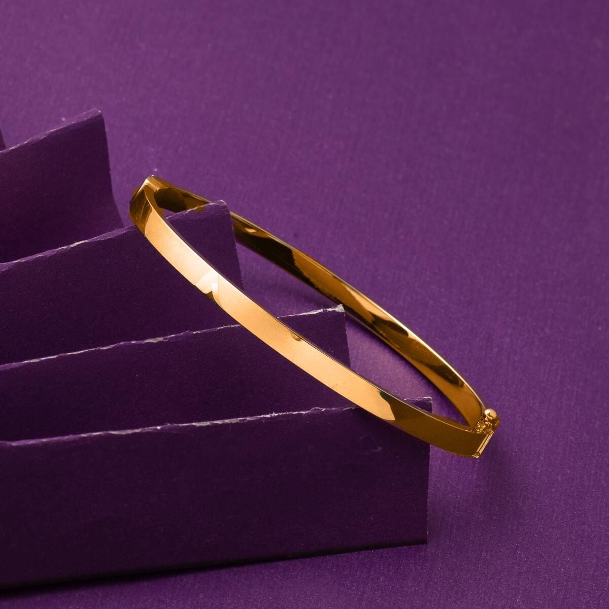 14K Rose Gold Egg Shape Cuff Bangle