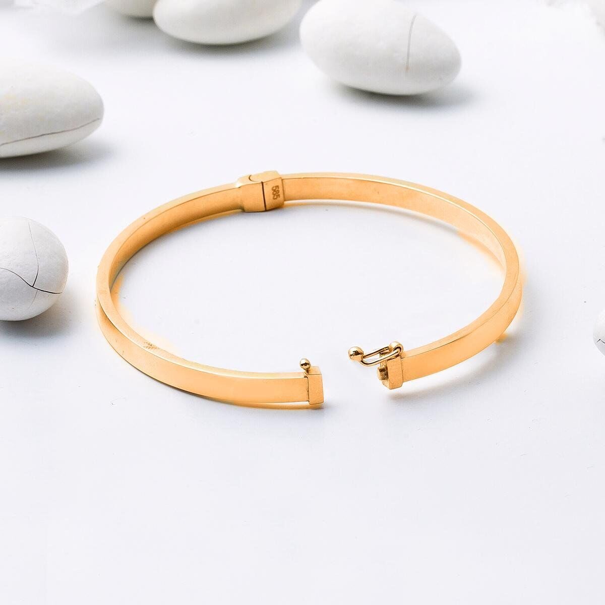 14K Rose Gold Egg Shape Cuff Bangle