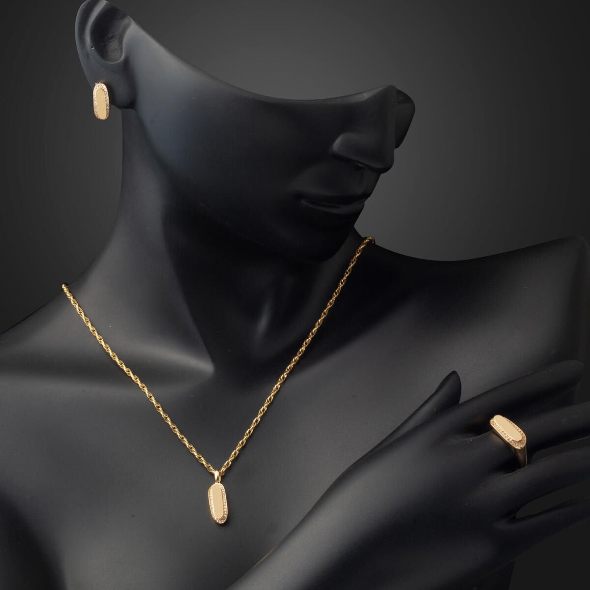 14K Yellow Gold High Polish Mini 3-Piece Cubic Zirconia Set